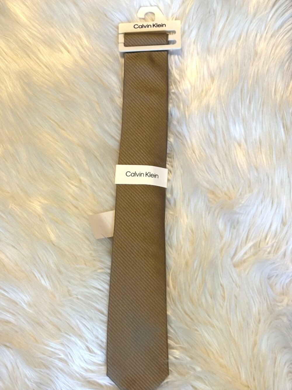 Calvin Klein Men’s Brown Textured Silk Blend Necktie Designer Tie NWT
